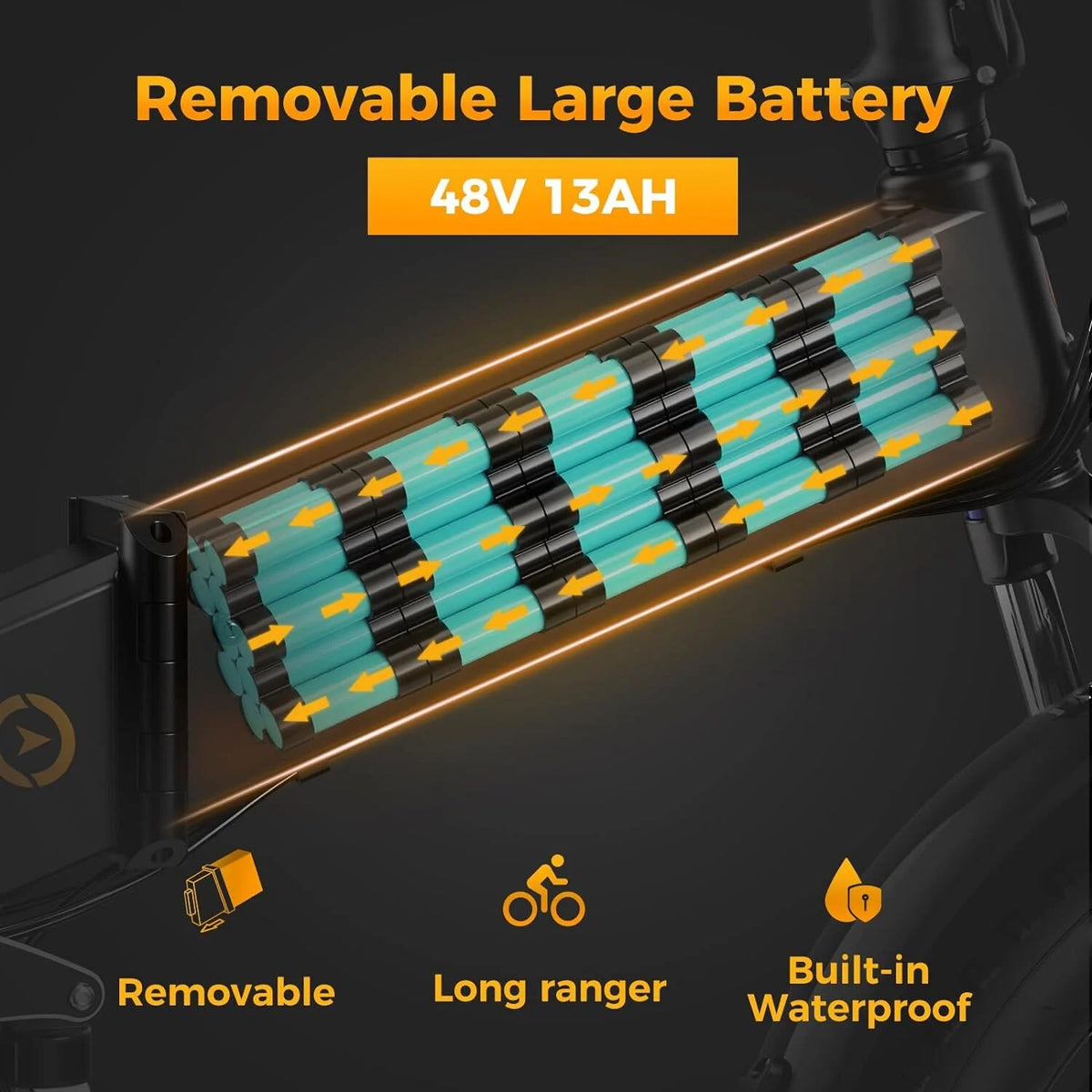 Vélo électrique Jasion X-Hunter pour adultes, vélo électrique avec moteur de 750 W et batterie amovible 48 V 13 Ah, vélo électrique pliant avec pneus larges 20 x 4,0, suspension intégrale, 7 vitesses