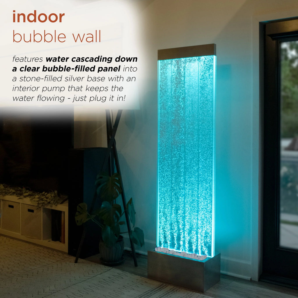 Fontaine électrique filaire Alpine Corporation 72H avec mur d'eau à bulles en acrylique pour intérieur