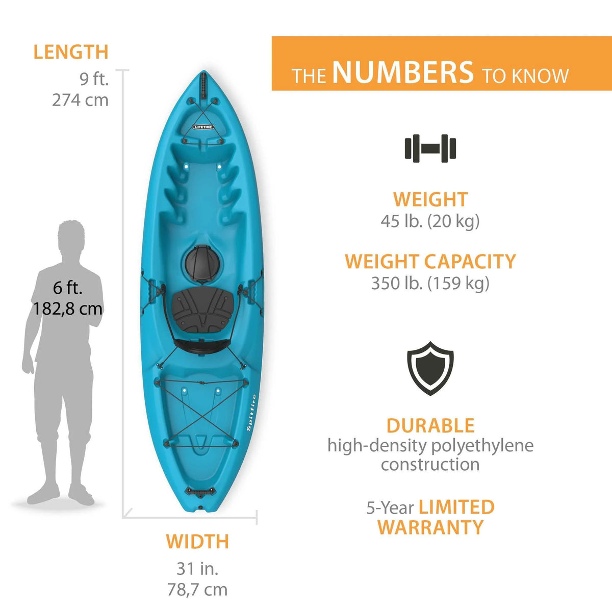 Kayak Sit-On-Top Spitfire 8 pi Lifetime, vert citron (90245)