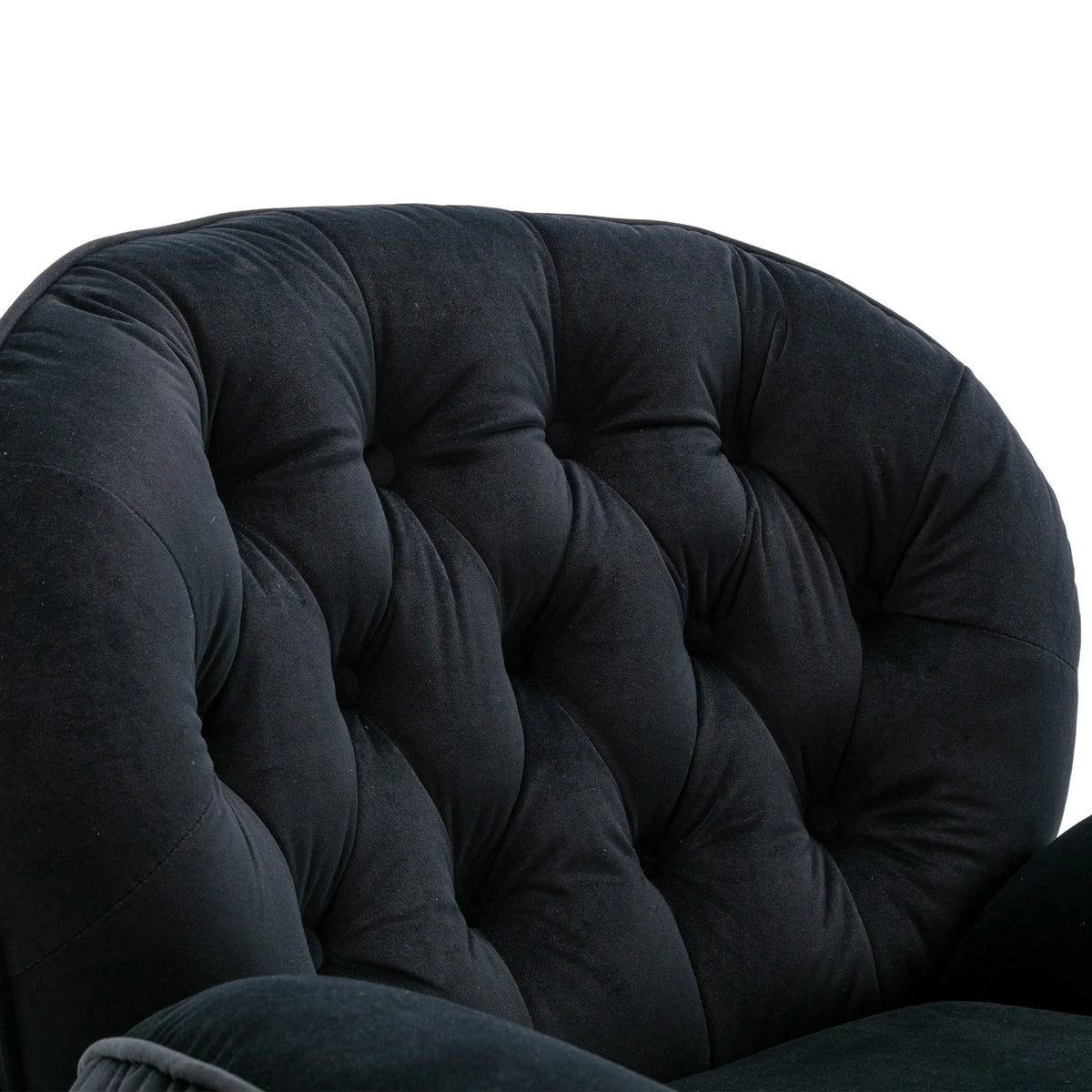 Fauteuil d'appoint pivotant en velours avec pouf, fauteuil méridienne moderne avec structure en métal et repose-pieds, fauteuil confortable pour la lecture, salon, chambre, bureau, bleu