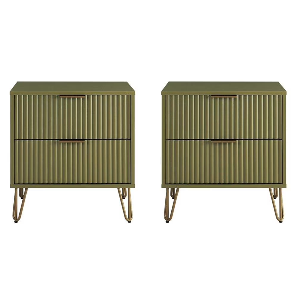 Table de chevet Pemberly Row en bois d’ingénierie vert olive – Lot de 2