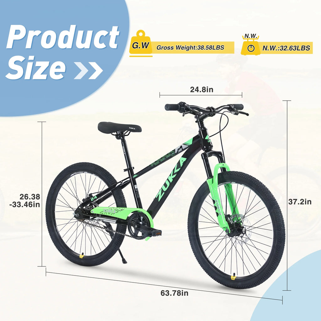 Vélo VTT pour enfant Zukka 20 pouces, cadre en acier, modèle hardtail, pour enfant de 7 à 10 ans, rose