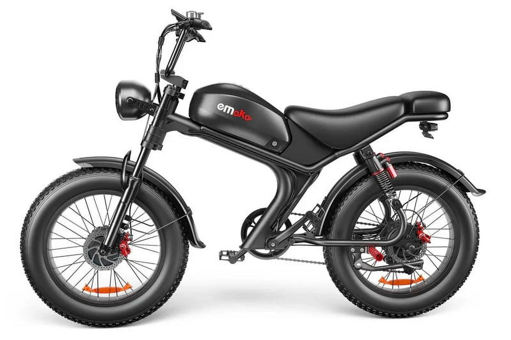 Vélo électrique EMOKO C93 - Double moteur 2000 W - Batterie amovible 23 Ah - Jusqu'à 100 km d'autonomie - Vitesses Shimano à 7 rapports - Frein hydraulique - Roues de 20 pouces, couleur bleue