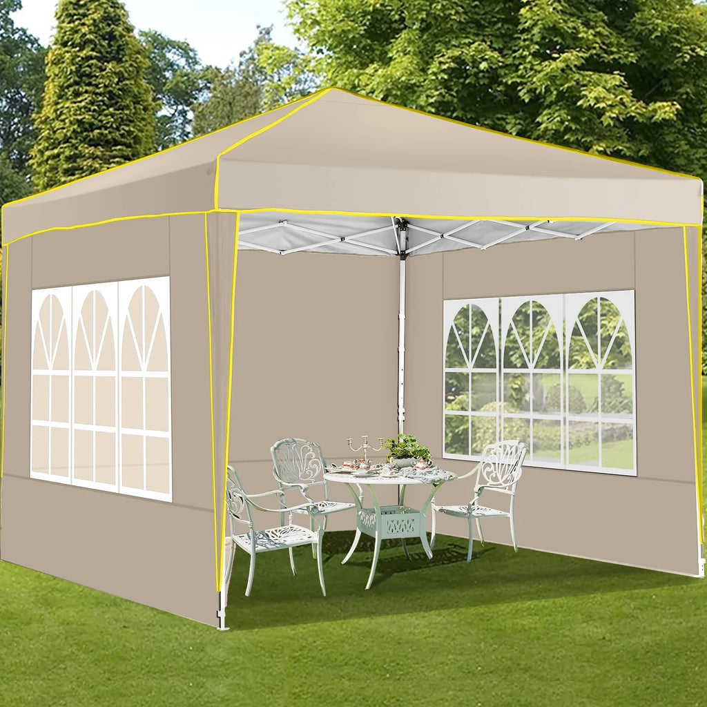 HOTEEL Chapiteau pop-up 10x10 avec murs latéraux, Tente imperméable pour fêtes et événements de mariage, Gazébo d'extérieur instantané avec sac de transport, piquets, cordes et sacs de sable, Noir