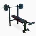 Banc de musculation combiné standard réglable CAP Strength avec rack, extension des jambes et jeu de poids en vinyle de 90 lb