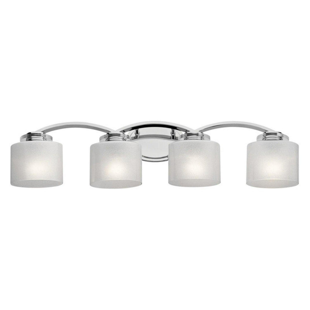 Applique de salle de bains à 4 lumières adaptée aux endroits humides, d’inspiration contemporaine douce, largeur de 32,75 pouces, Kichler Lighting 45864Ch