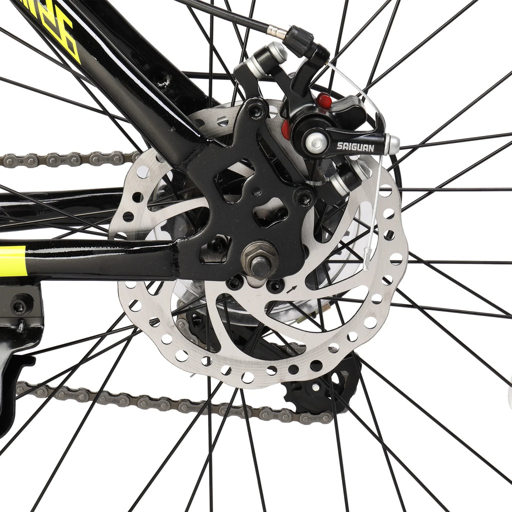 Vélo VTT léger UBesGoo 26 Explorer, 21 vitesses pour homme et femme, freins à disque et suspension, rouge/noir