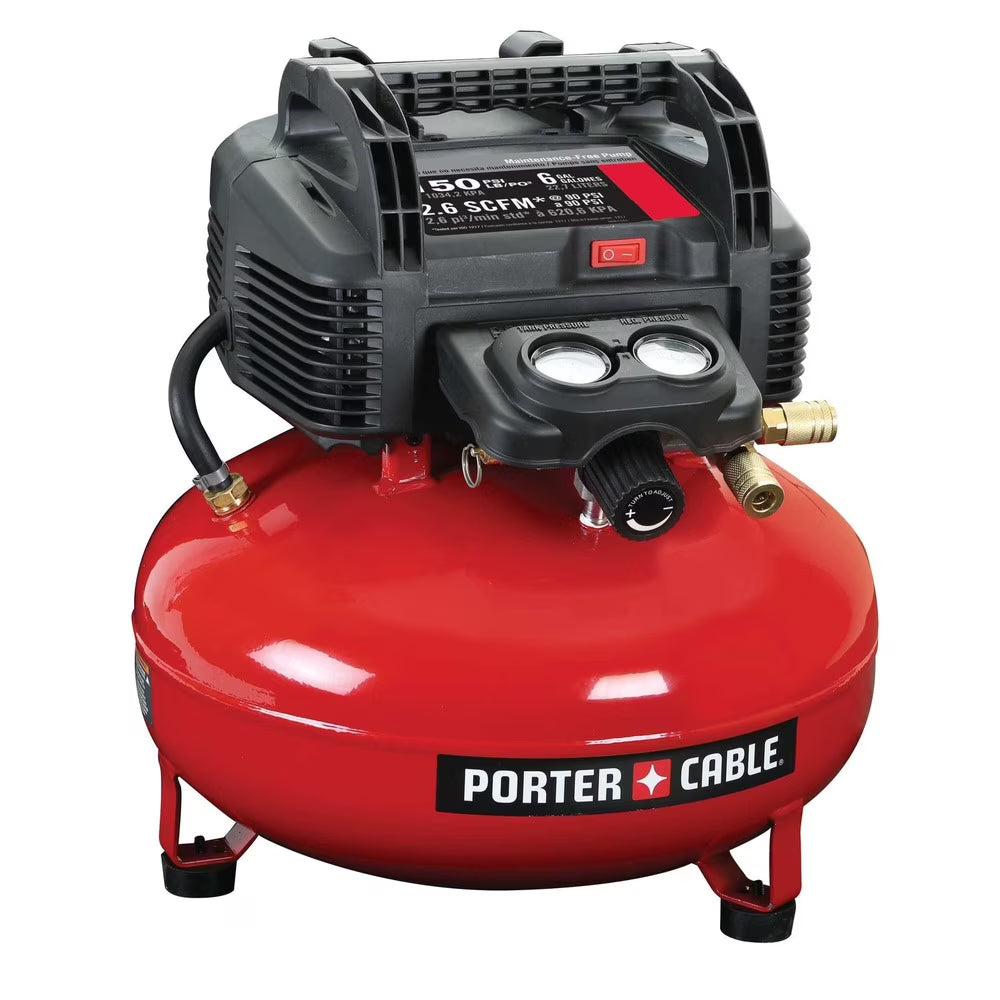 Compresseur d’air sans huile à cuve plate Porter-Cable C2002-ECOM de 0,8 ch, 6 gal