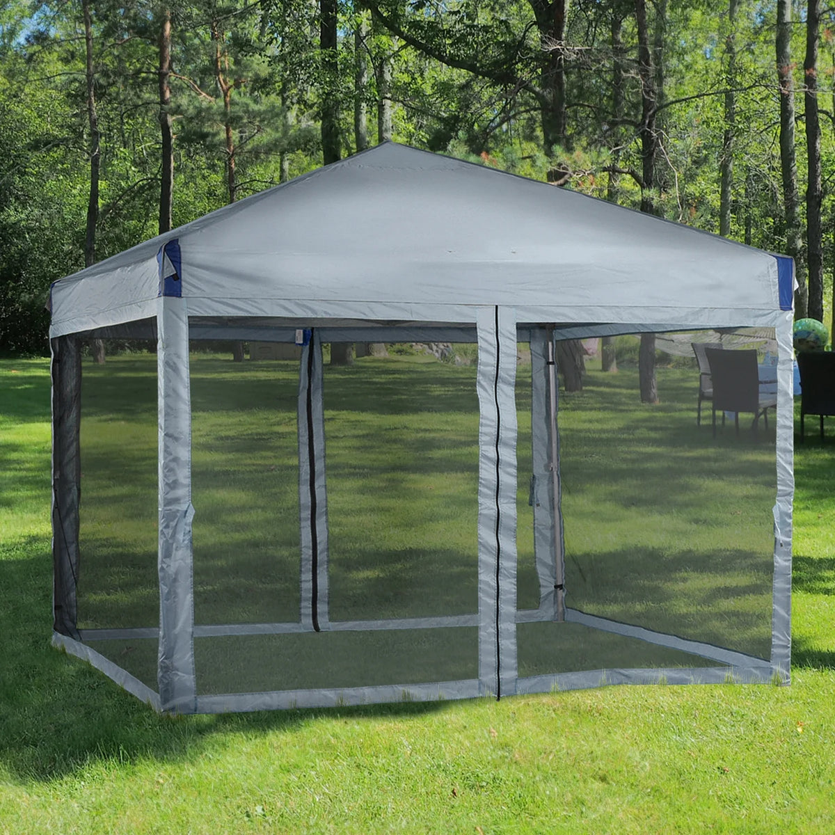 Aoodor Chapiteau Pop-Up 12'x12' avec Murs Latéraux Amovibles en Maille, Tente Abri Instantanée Portable d'Extérieur-Noir