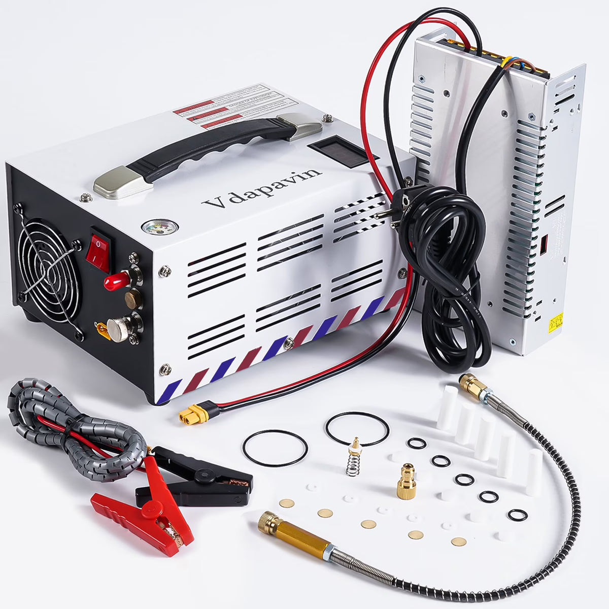 Compresseur d’air PCP, 4 500 PSI / 30 MPa - Pompe portable et puissante 12 V CC/110 V CA