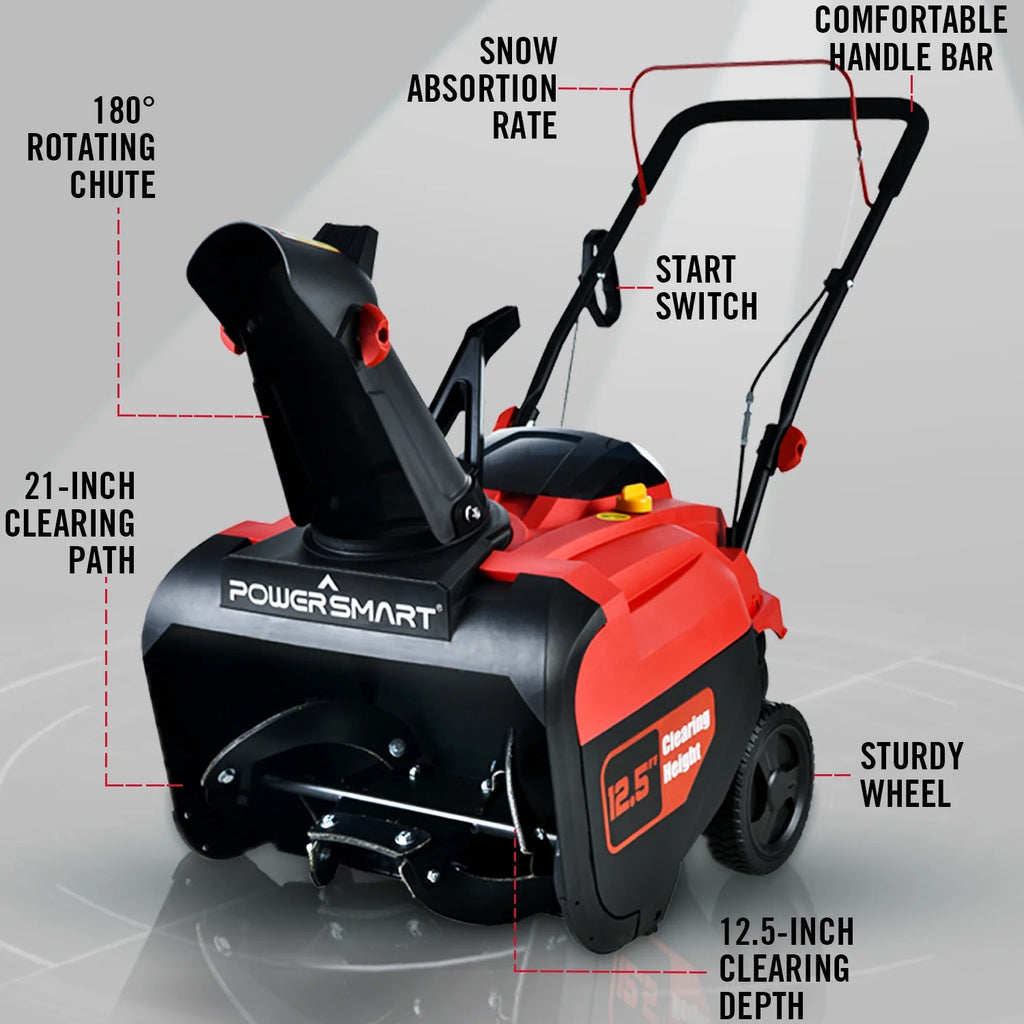 Souffleuse à neige à essence PowerSmart 21 212cc, facile à utiliser et de conception pliable