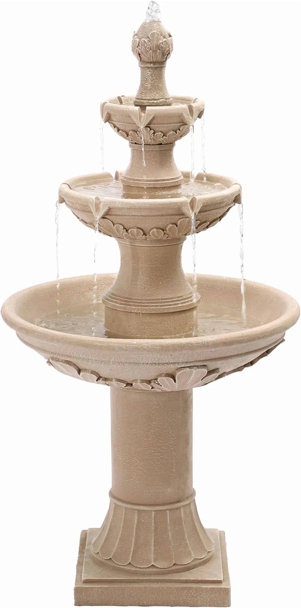 MAGIC UNION Fontaine d’eau de jardin d’extérieur, fontaines et cascades italiennes de 48,4 po de haut, grande fontaine d’intérieur à trois niveaux avec cascade et bulleur, avec pompe, pour la décoration de la maison et de la cour