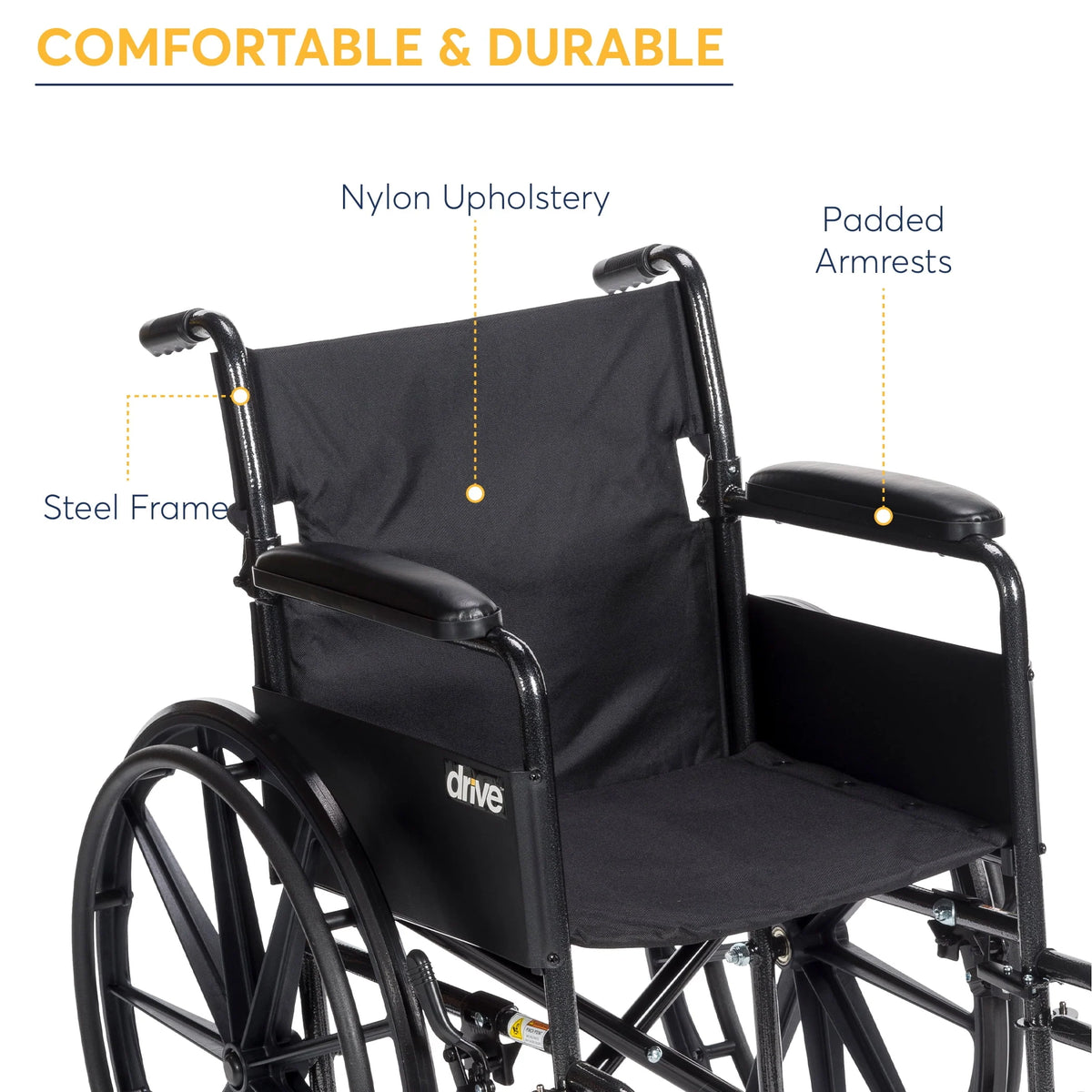 Fauteuil roulant Silver Sport 1 avec accoudoirs complets et repose-pieds amovible et rabattable