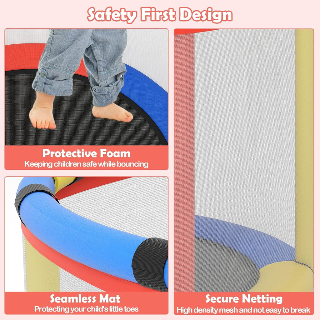 OLAKIDS 55 Trampoline pour enfants Filet de protection Robuste pour Garçons Filles Extérieur Intérieur