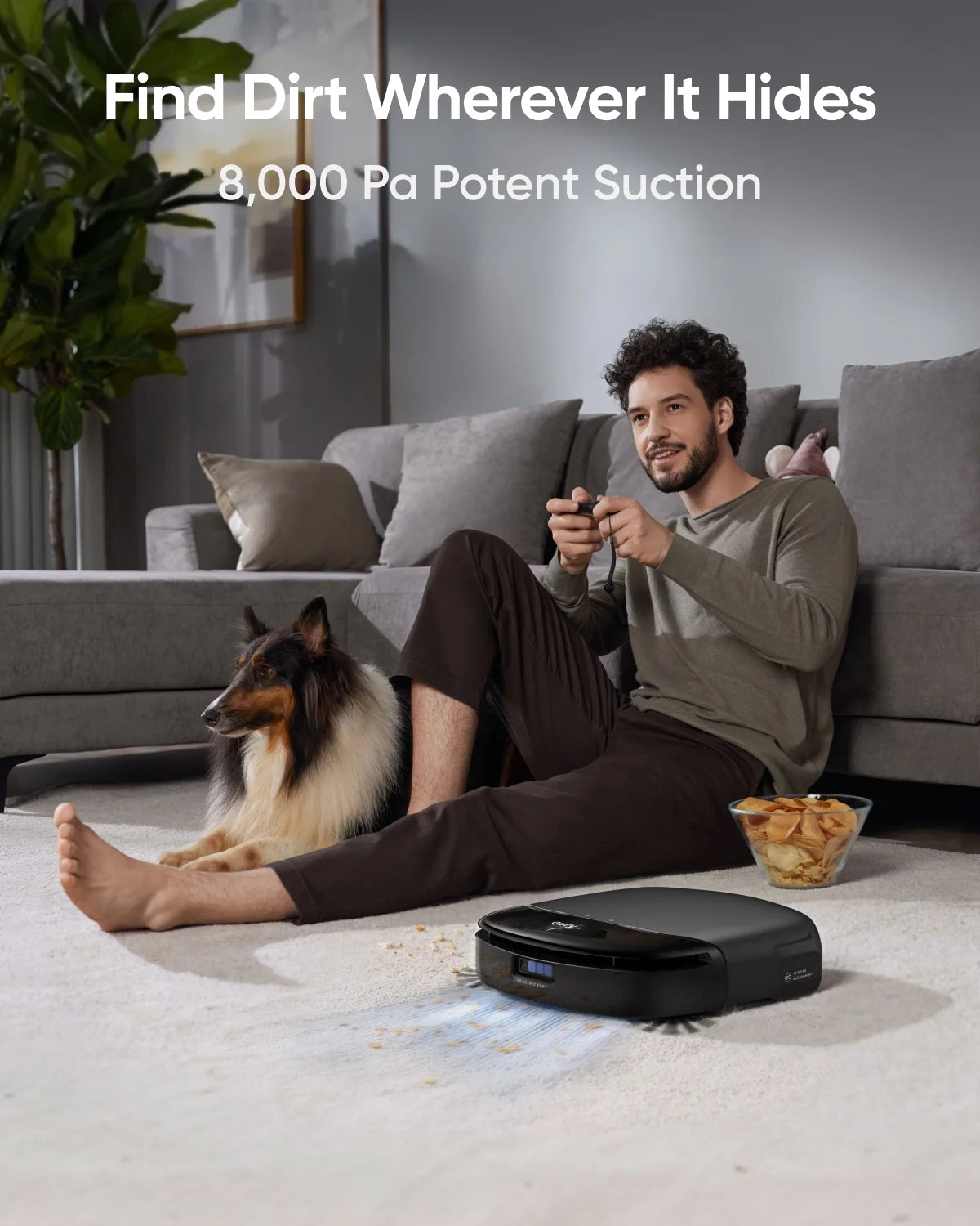 Aspirateur robot eufy Omni S1 Pro avec station tout-en-un, serpillière toujours propre, aspiration de 8 000 Pa, évitement des obstacles, lavage et séchage automatiques de la serpillière, vidage automatique du bac à poussière