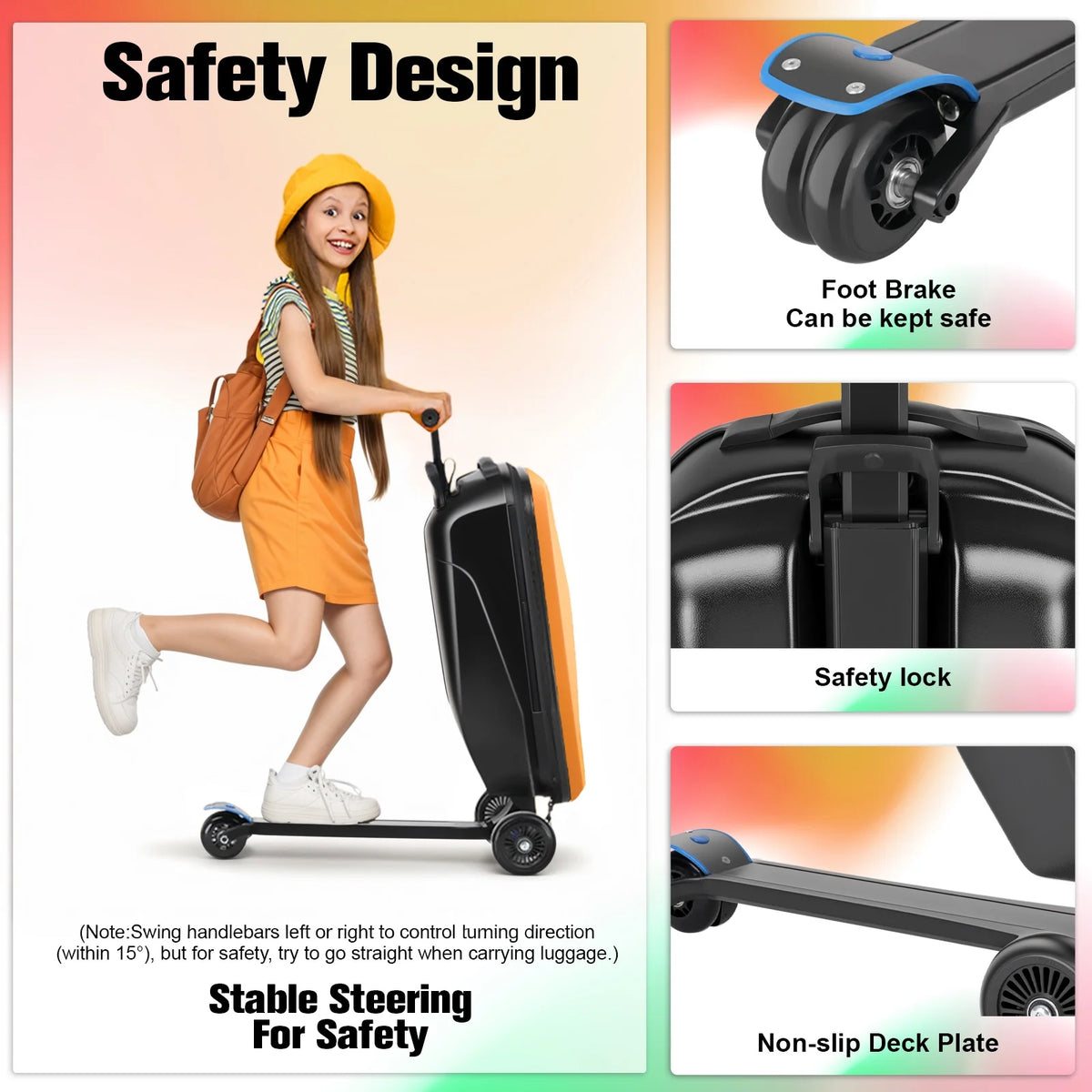 Valise à roulettes Advwin pour enfants et adultes, valise rigide sur laquelle les enfants de 4 à 15 ans peuvent rouler, bagage cabine multifonction léger et pliable avec roulettes, pour enfants et adolescents, rose