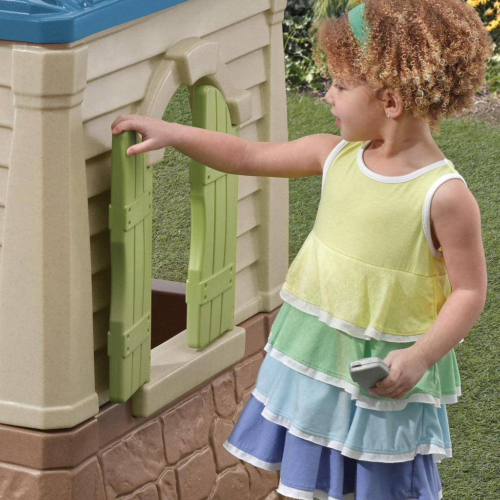 Step2 Happy Home Cottage & Grill Maisonnette marron en plastique avec barbecue Jouets d'extérieur pour enfants
