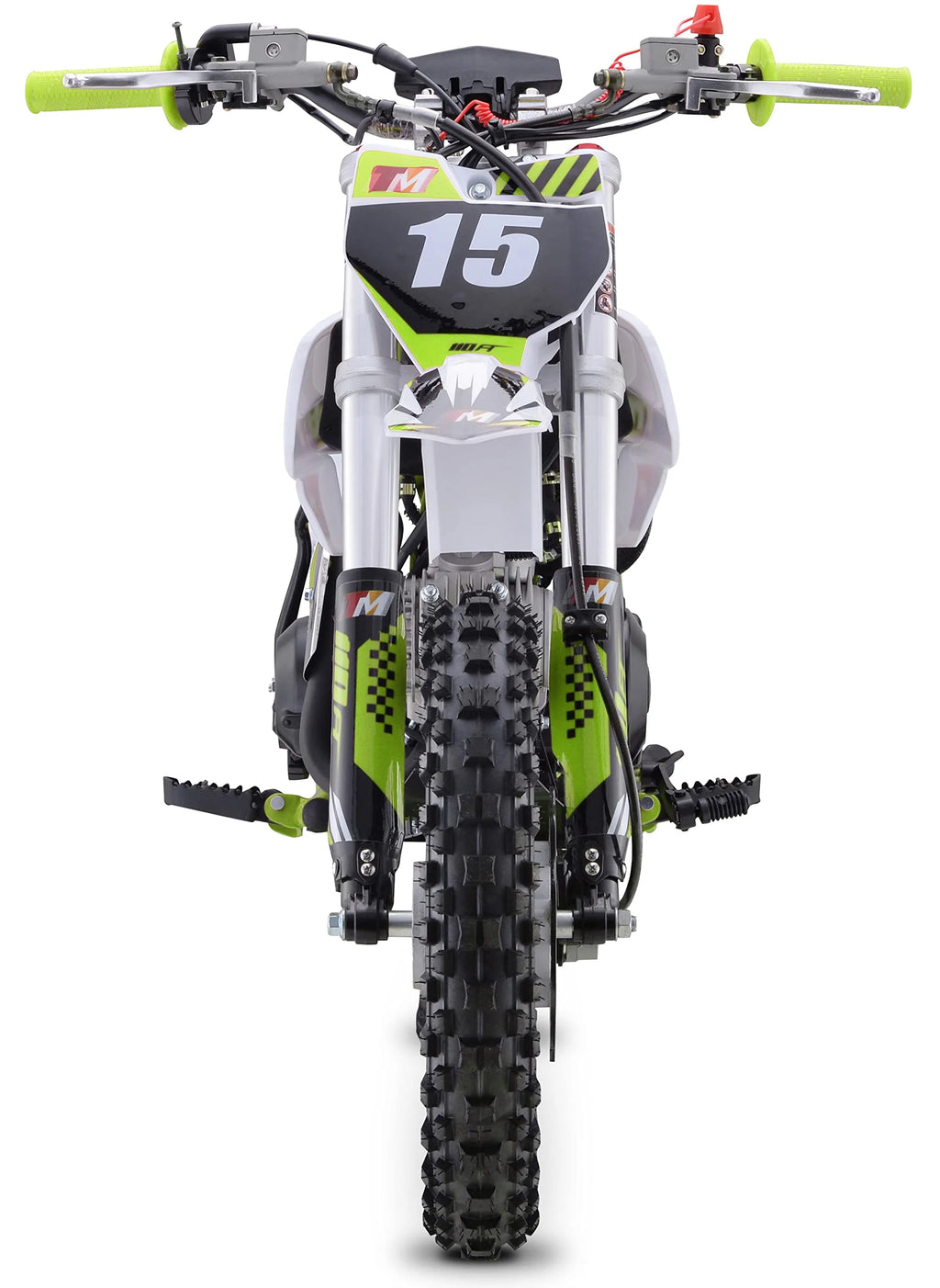 Moto tout-terrain Trailmaster TM15 110 cc semi-automatique à 4 vitesses, hauteur de selle de 24,21 pouces, freins à disque, cadre à double triangulation (rouge)