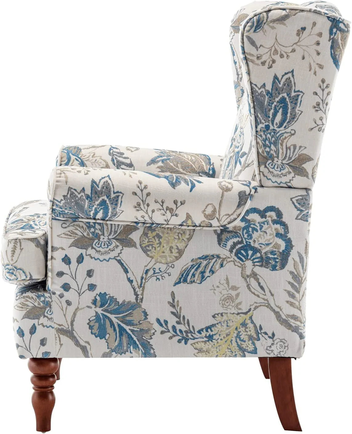 Fauteuil d'appoint rembourré Hommow, Fauteuil en tissu à imprimé floral,Bleu