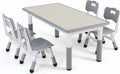 Ensemble table et 4 chaises pour enfants LAZY BUDDY, bureau réglable en hauteur pour tout-petits avec plateau graffiti, ensemble de table d’activités pour enfants pour crèche et maison