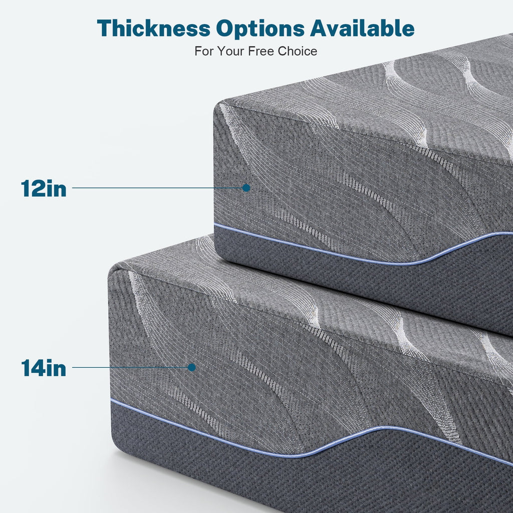 Matelas en mousse à mémoire de forme gel de 14 pouces, format Queen Size, confort mi-ferme, compatible avec les lits réglables