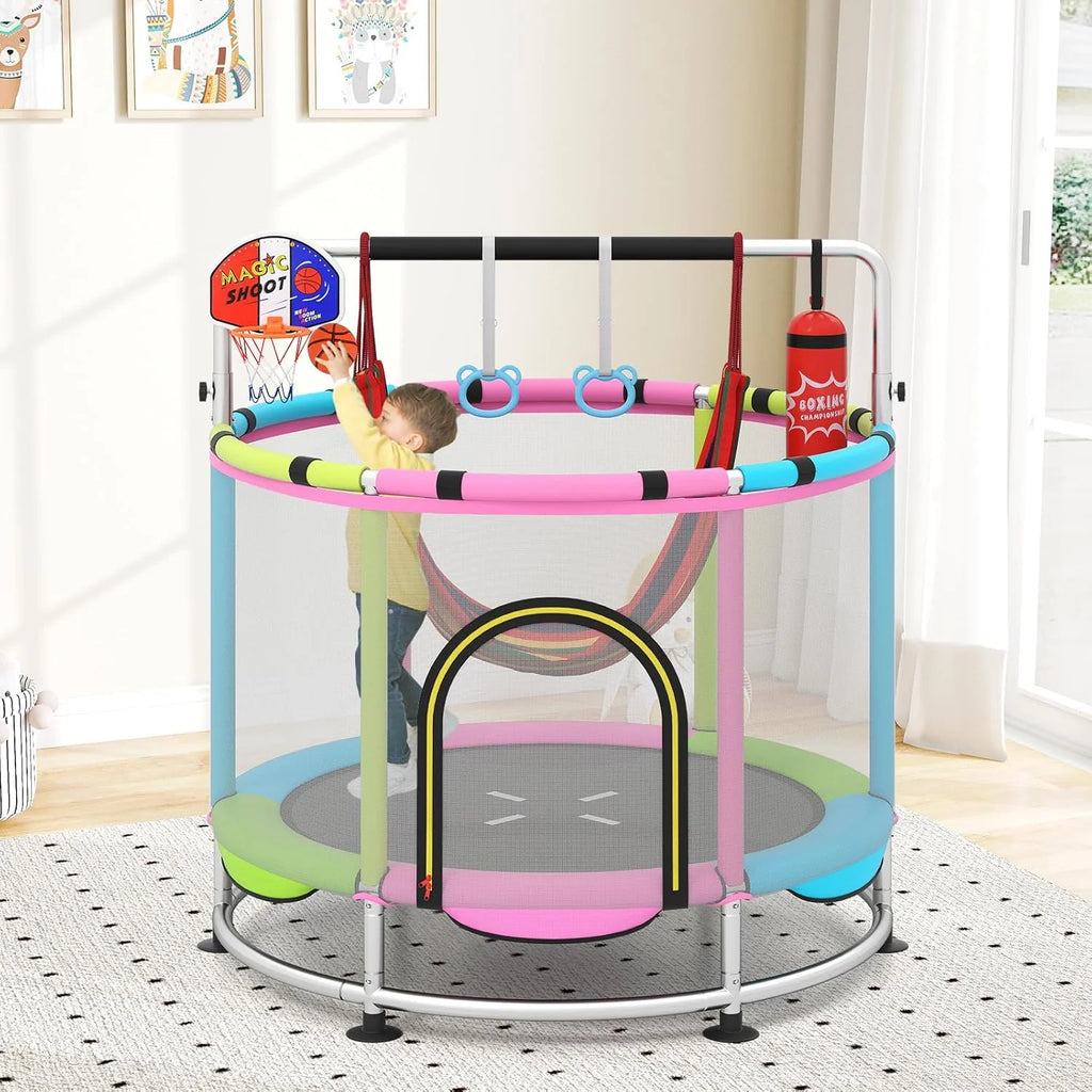 OLAKIDS 55 Trampoline pour enfants Filet de protection Robuste pour Garçons Filles Extérieur Intérieur