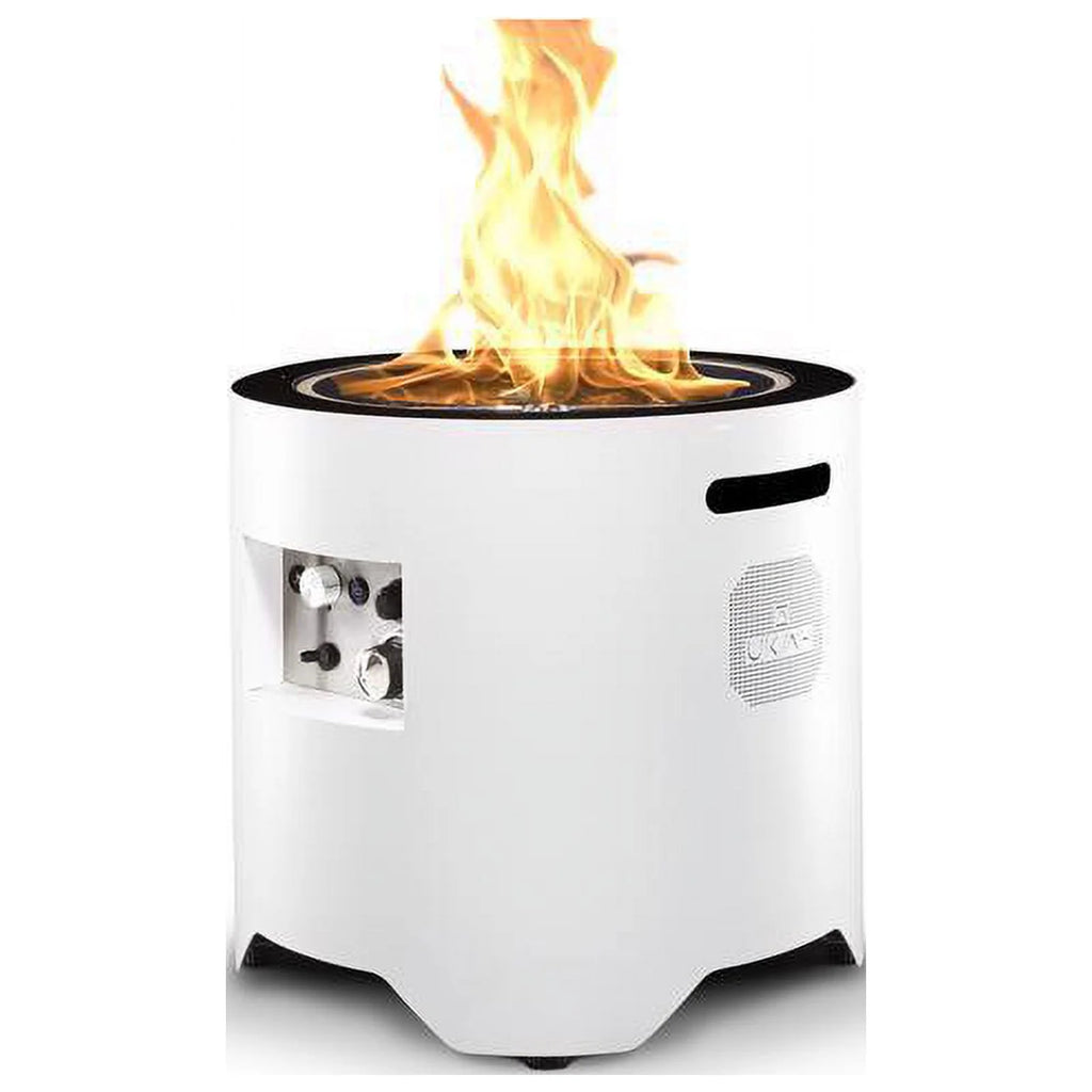 Ukiah Voyager 20 po Liseau de foyer électrique rond en acier inoxydable avec système de son