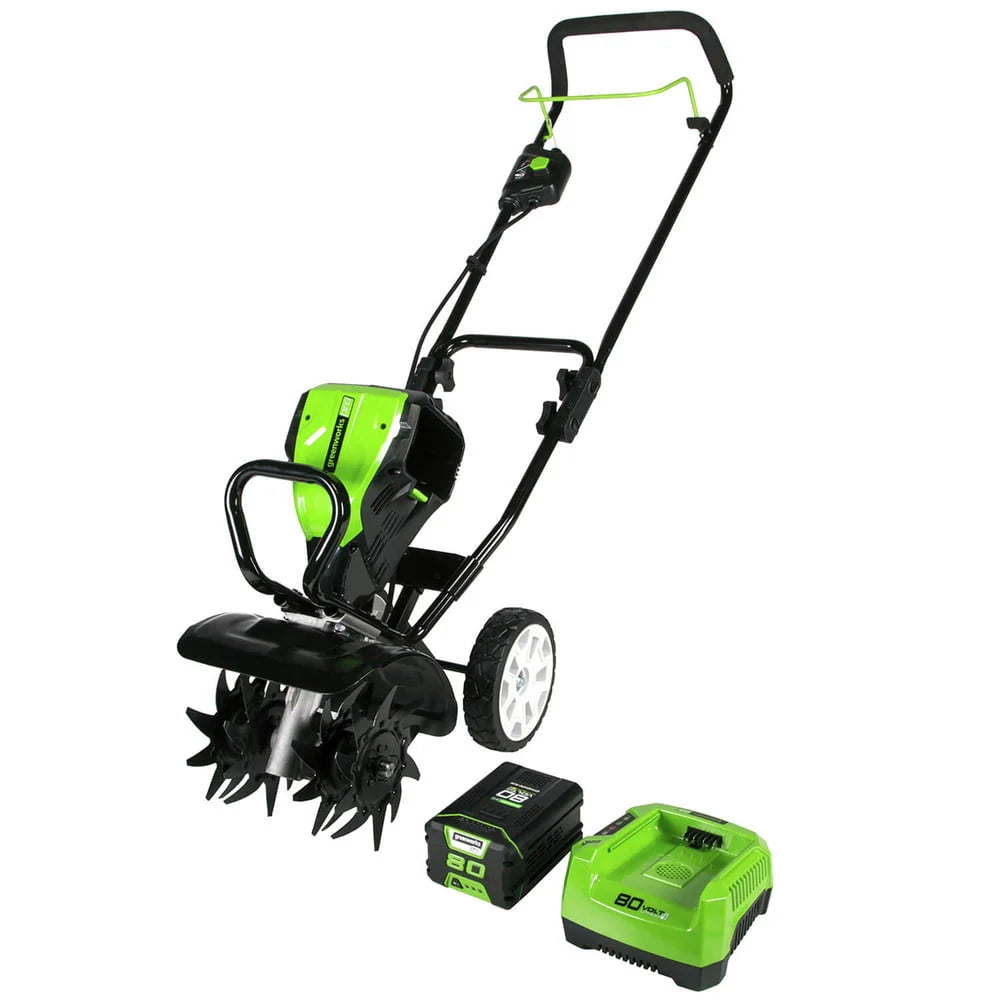 Greenworks Pro Motoculteur 80V 10 pouces, Batterie 2Ah incluse, Noir et Vert 2800302VT