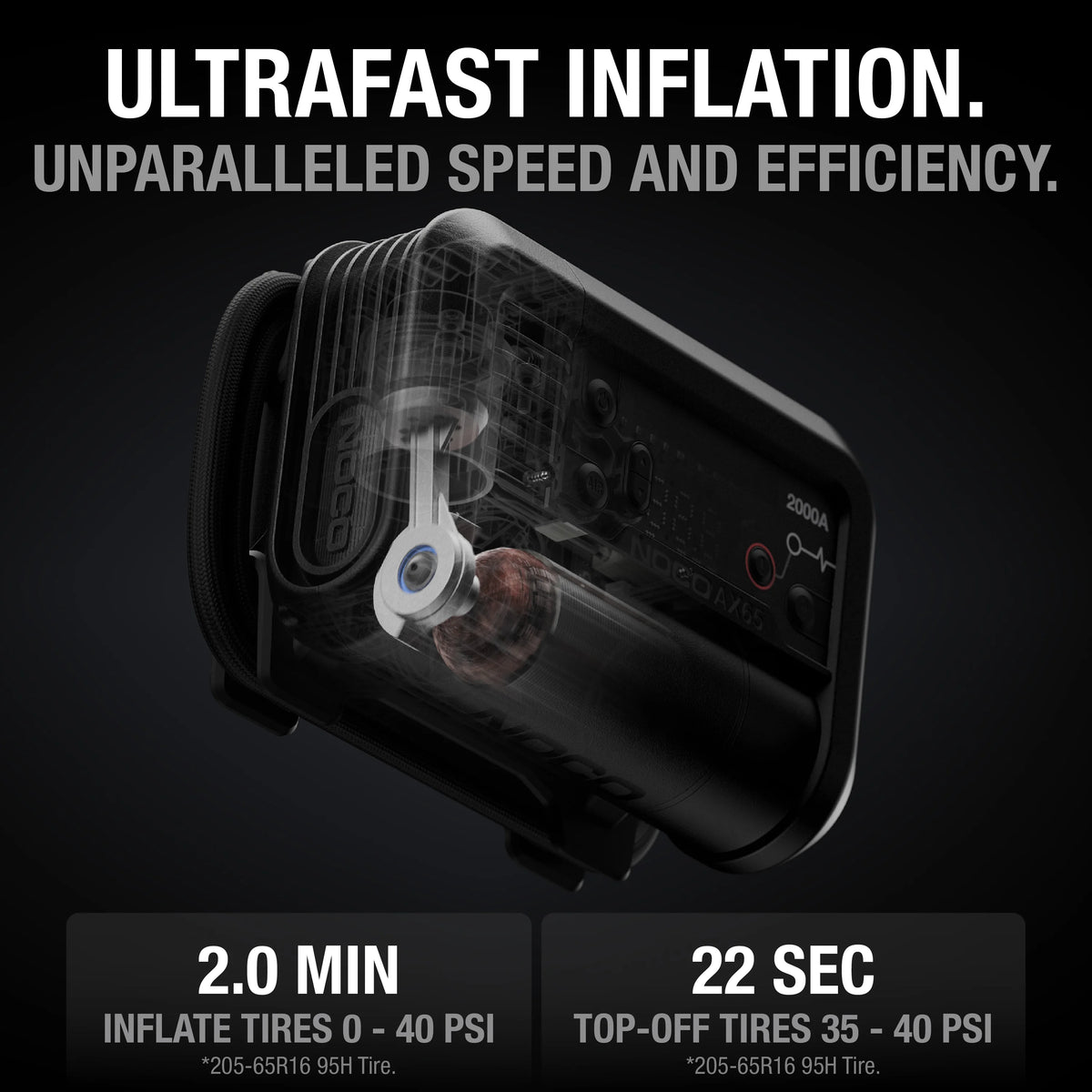 NOCO Boost Air AX65 : Booster de batterie 2000 A avec compresseur d’air 22 A / 100 PSI
