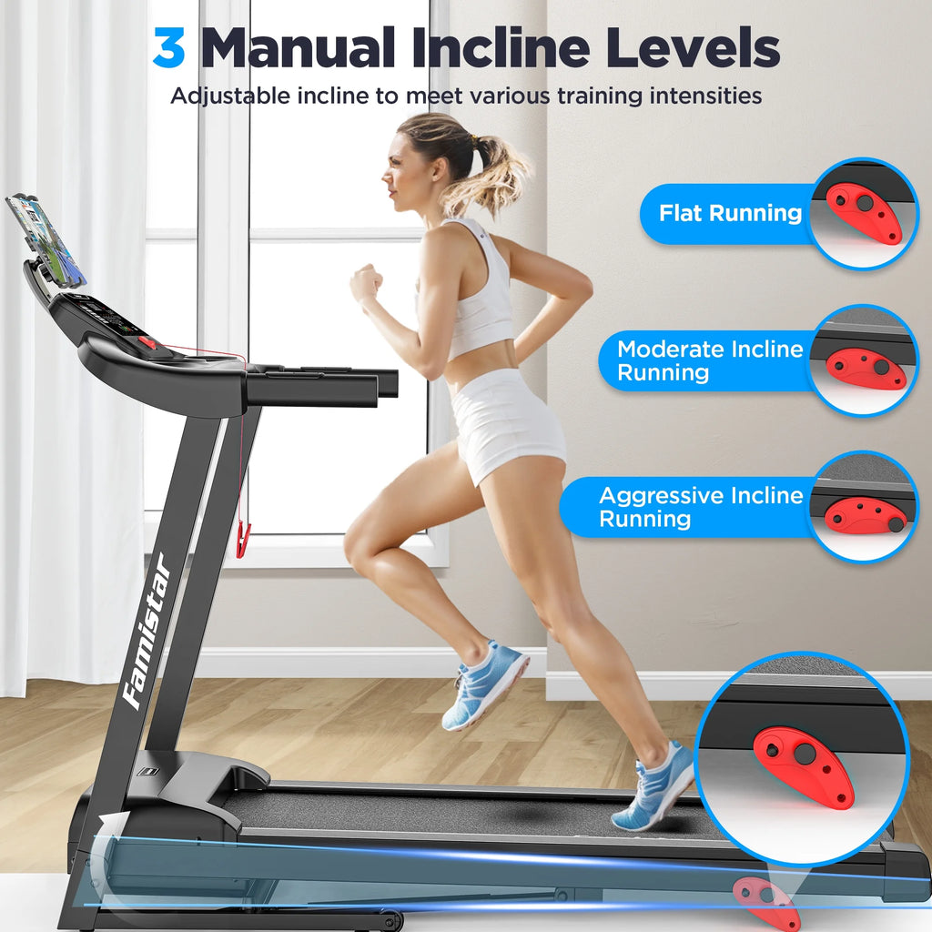 Tapis de course pliable avec inclinaison, tapis de course 3,5 CV pour la maison avec capacité de 330 lb, 71 programmes