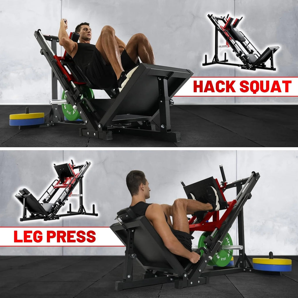 Machine à presse à jambes et hack squat RitFit, Presse à jambes professionnelle réglable pour salle de sport à domicile avec roulement linéaire, Machine hack squat spécialisée pour un entraînement complet du bas du corps avec rangement de poids, Rose
