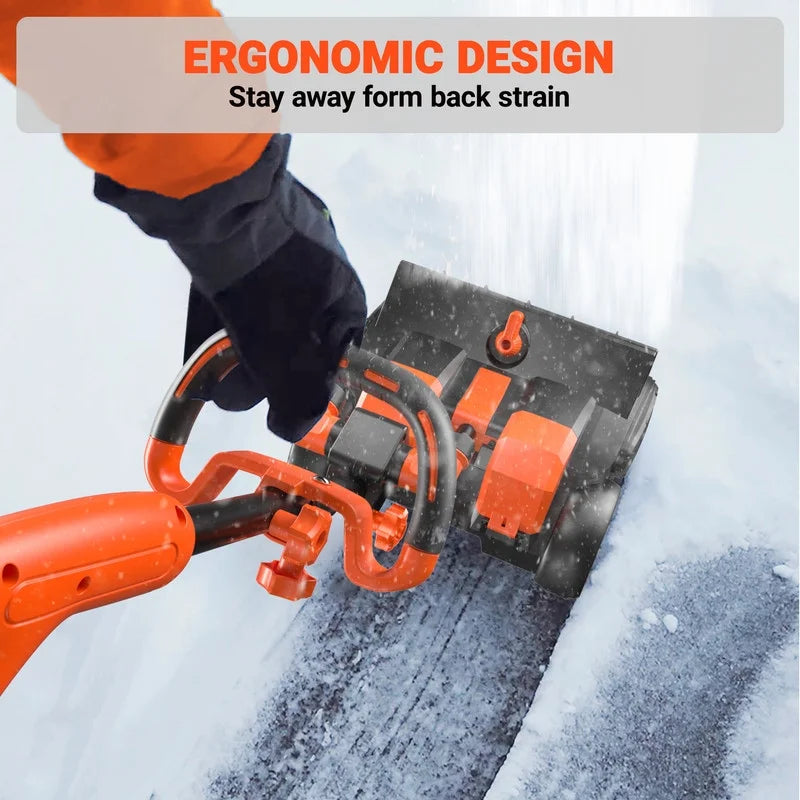 Pelle à neige sans fil VOLTASK 48 V de 16 pouces avec roues, souffleuse à neige électrique avec feux LED, 2 batteries et chargeur rapide double inclus pour allée