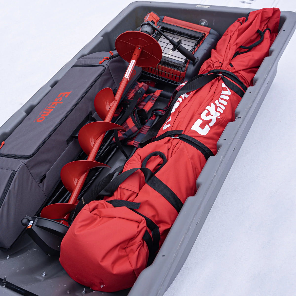 Eskimo? Outbreak 450XDP, Abri de pêche sur glace portable à ouverture rapide, 4-5 personnes, Rouge/Noir, 50450