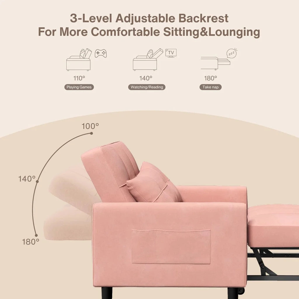 Fauteuil convertible avec couchage, canapé-lit convertible 3-en-1 Aiho avec fauteuil inclinable et couchage gigogne - Gris foncé