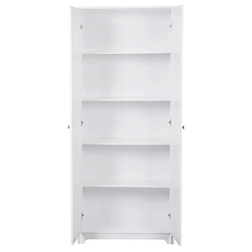 Armoire de rangement Tcbosik à 2 portes, garde-manger de cuisine de 72,2 po de haut avec étagères réglables, meuble sur pied pour salon, salle à manger ou chambre, blanc