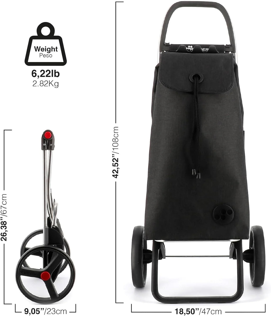 Chariot de courses pliable avec roues | Chariot pliant personnel pour courses | Robuste et portable | Noir