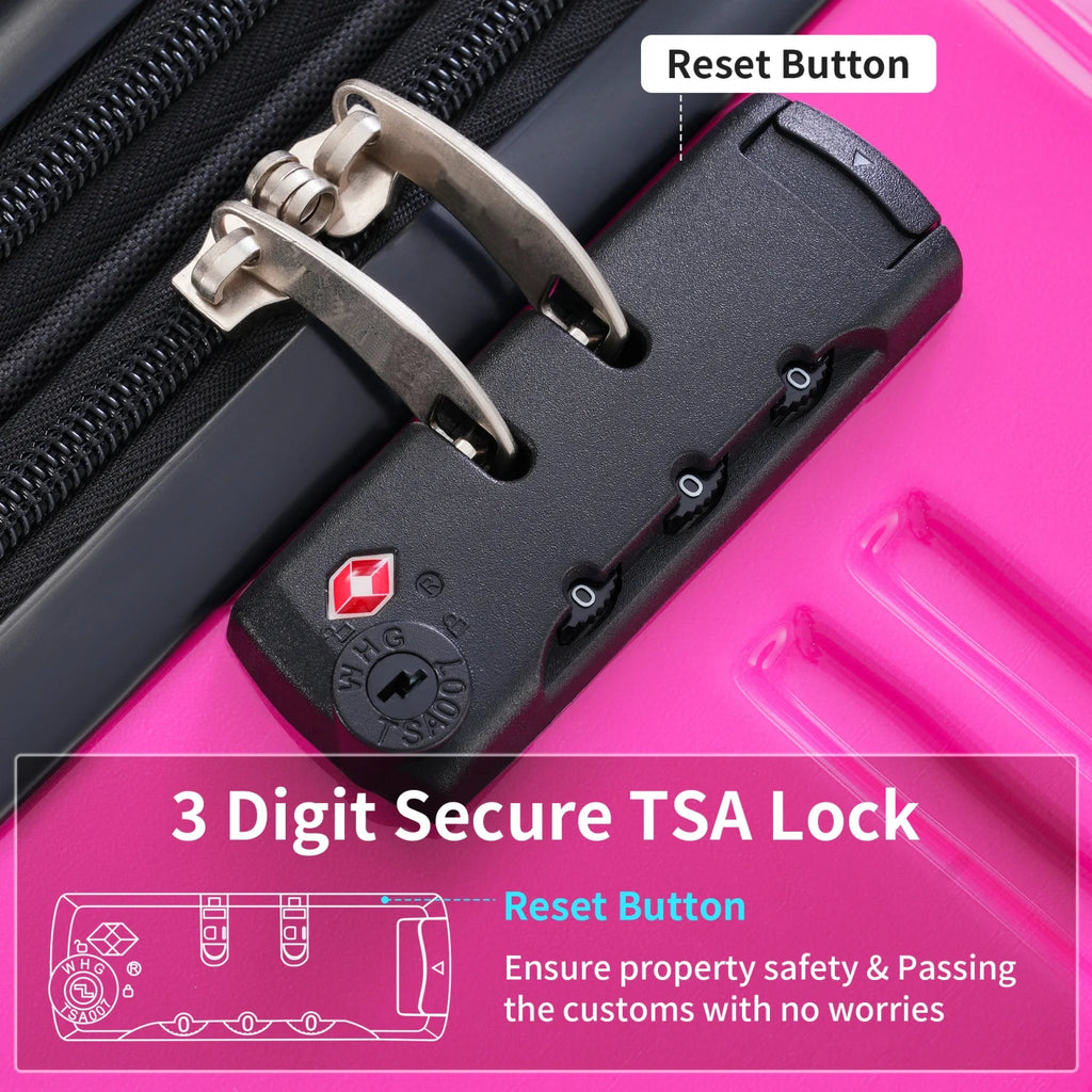 Ensemble de 3 valises, valise rigide 20/24/28 pouces avec cadenas TSA et roulettes pivotantes, bagages de voyage légers et extensibles pour homme et femme, multicolore violet