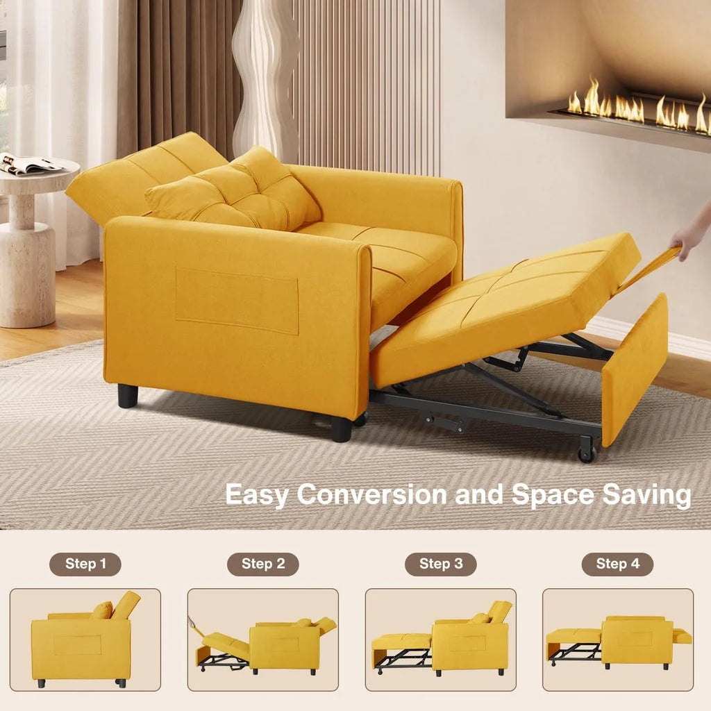 Fauteuil convertible avec couchage, canapé-lit convertible 3-en-1 Aiho avec fauteuil inclinable et couchage gigogne - Gris foncé