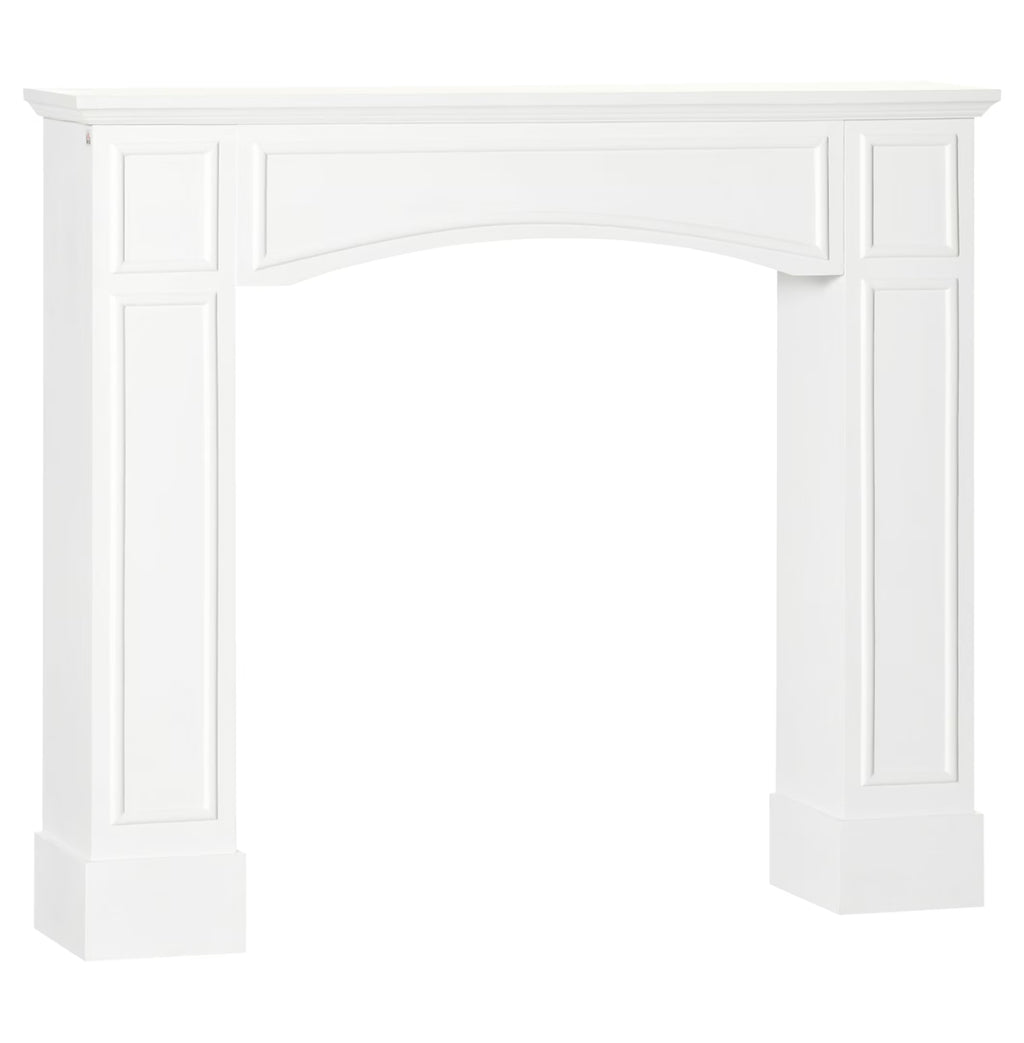 Manteau de cheminée moderne, encadrement de cheminée avec motif décoratif, largeur intérieure 29, blanc