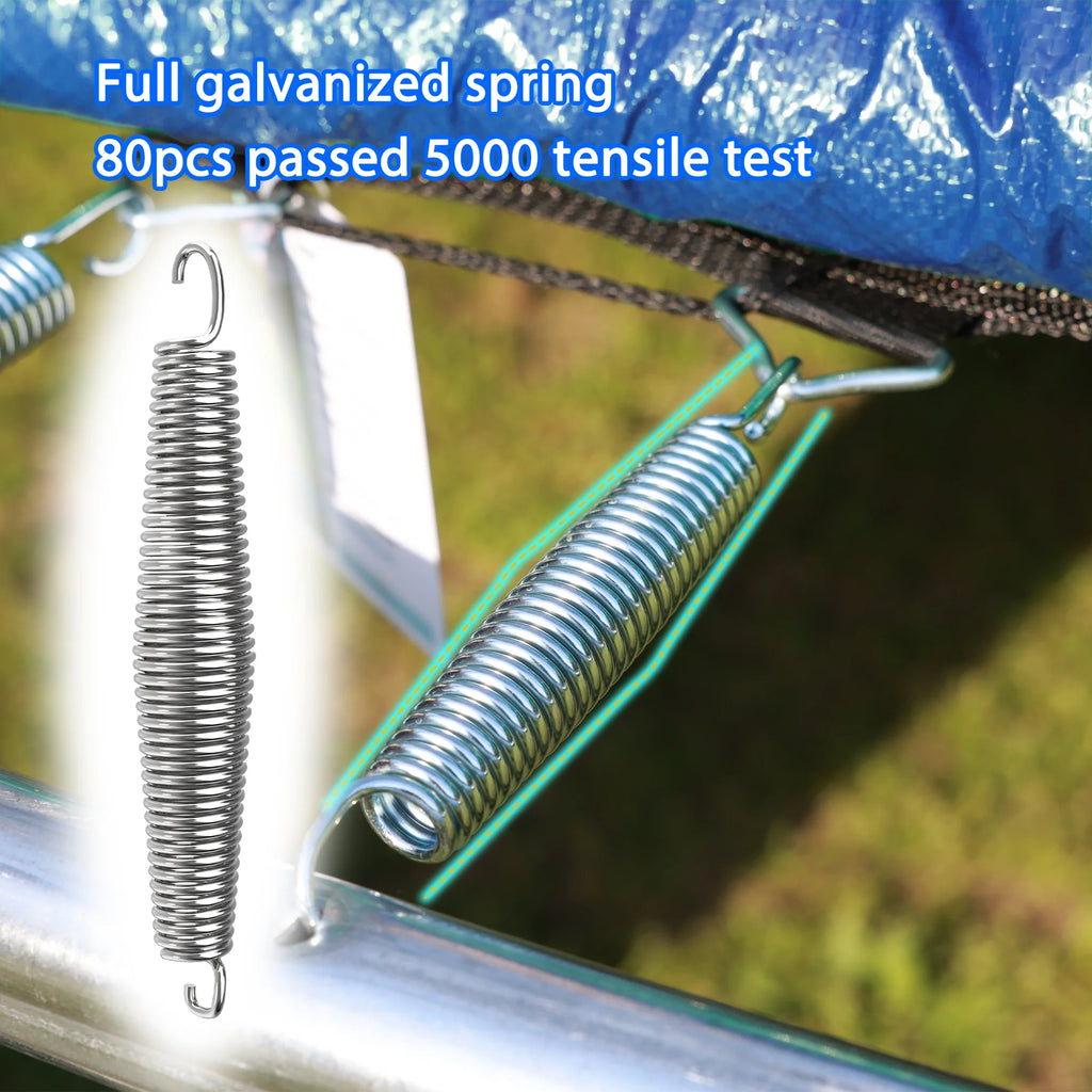 Trampoline de 14 pieds avec panier de basket, trampoline d'extérieur avec filet de protection, bleu
