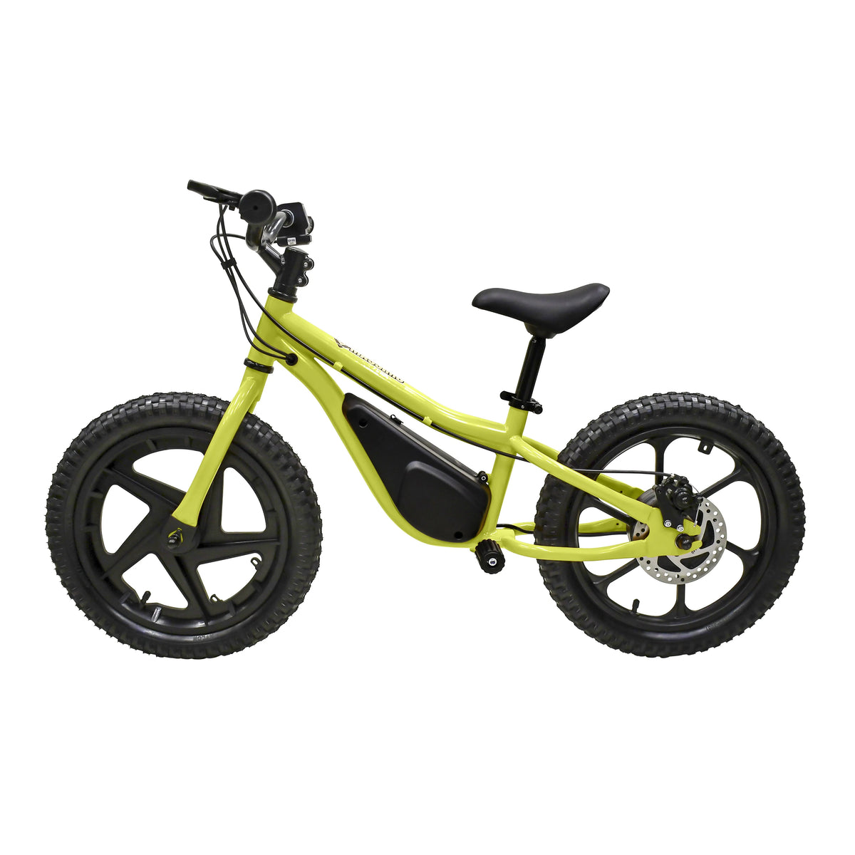 Vélo d’équilibre électrique Massimo E13 24 V | Hauteur de selle : 18 à 22 po, à batterie, pour les enfants de 5 ans et plus (jaune)