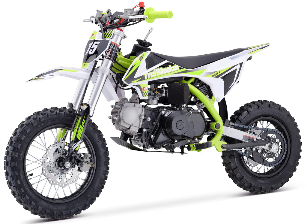 Moto tout-terrain Trailmaster TM15 110 cc semi-automatique à 4 vitesses, hauteur de selle de 24,21 pouces, freins à disque, cadre à double triangulation (rouge)