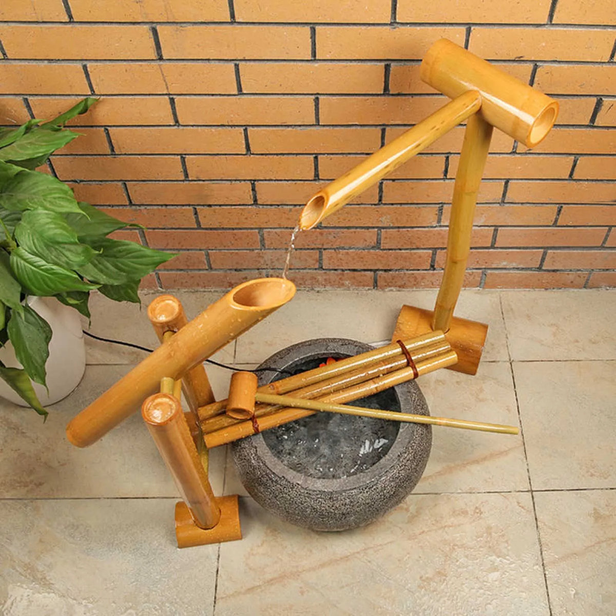 Fontaine à balancier pour l'extérieur, fontaine d'eau de jardin zen en bambou, avec pompe, fontaine zen à monter soi-même, ensemble fontaine d'eau zen en bambou