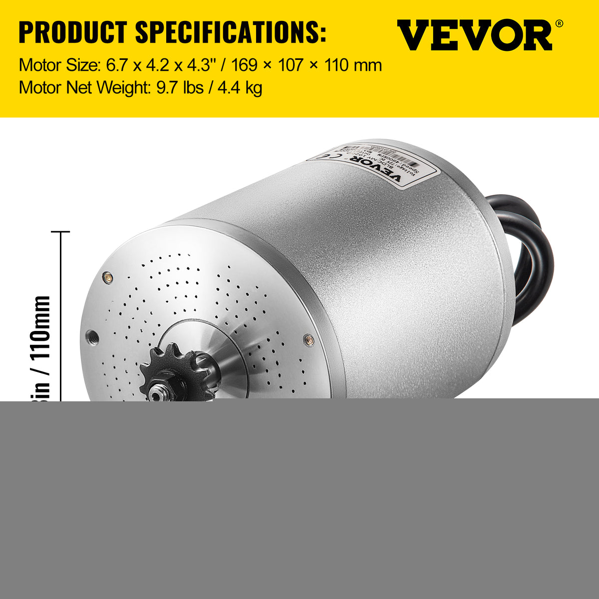 Kit moteur à courant continu sans balais VEVOR 48 V 2000 W. 4300 tr/min. avec contrôleur et accélérateur. Pour kart/quad. 10 lb