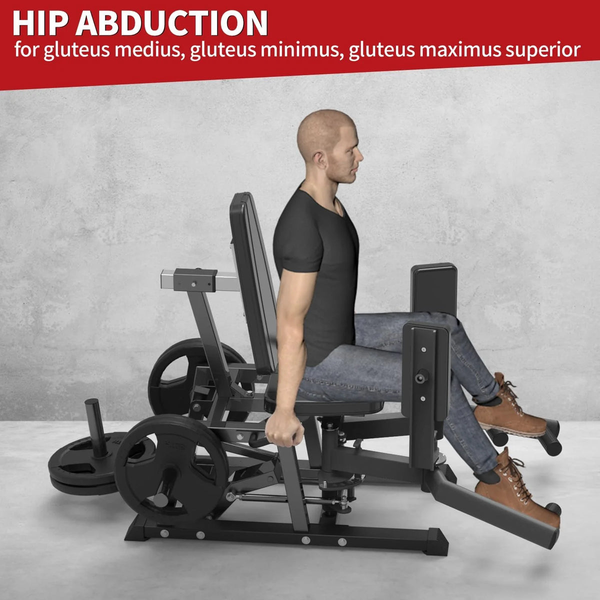 Machine à abduction de hanche Luku, appareil pour l’intérieur et l’extérieur des cuisses avec système de 6 niveaux de résistance pour la maison, noir