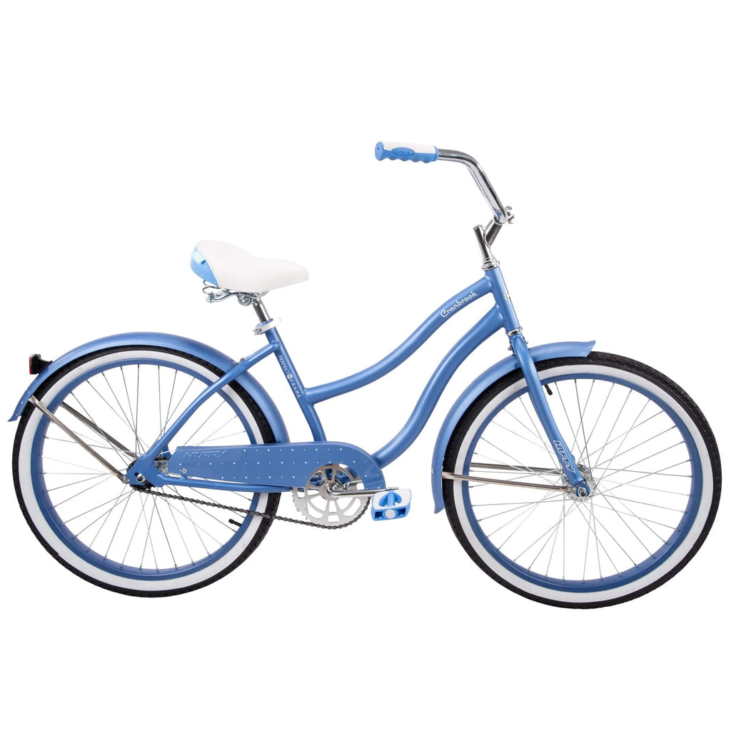 Vélo cruiser Huffy 24 Cranbrook pour fille avec cadre à ajustement parfait, 12 ans et plus, Pervenche