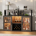 Meuble bar avec étagères de rangement, meuble bar à café avec éclairage LED, meuble à spiritueux avec casier à vin et porte-gobelets, buffet de cuisine pour la maison, la cuisine et la salle à manger