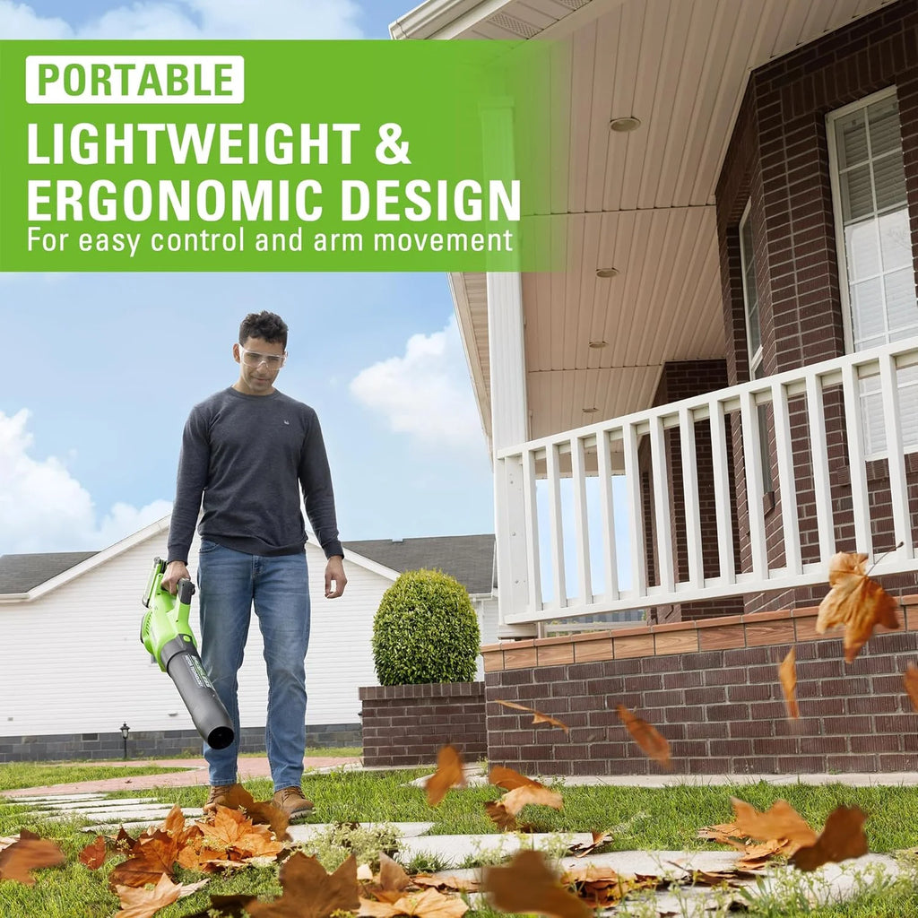 Souffleur axial Greenworks 40V TruBrushless (257 km/h / 700 PCM), batterie 8,0 Ah et chargeur inclus