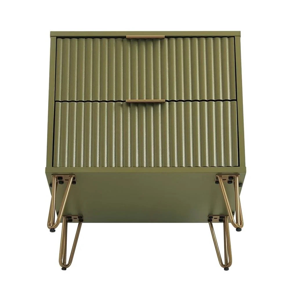 Table de chevet Pemberly Row en bois d’ingénierie vert olive – Lot de 2