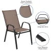 Lot de 5 chaises d’extérieur empilables BizChair noires avec matériau Flex Comfort et structure en métal